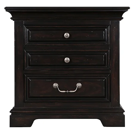 3 Drawer Transitional Nightstand with Touch Lighting